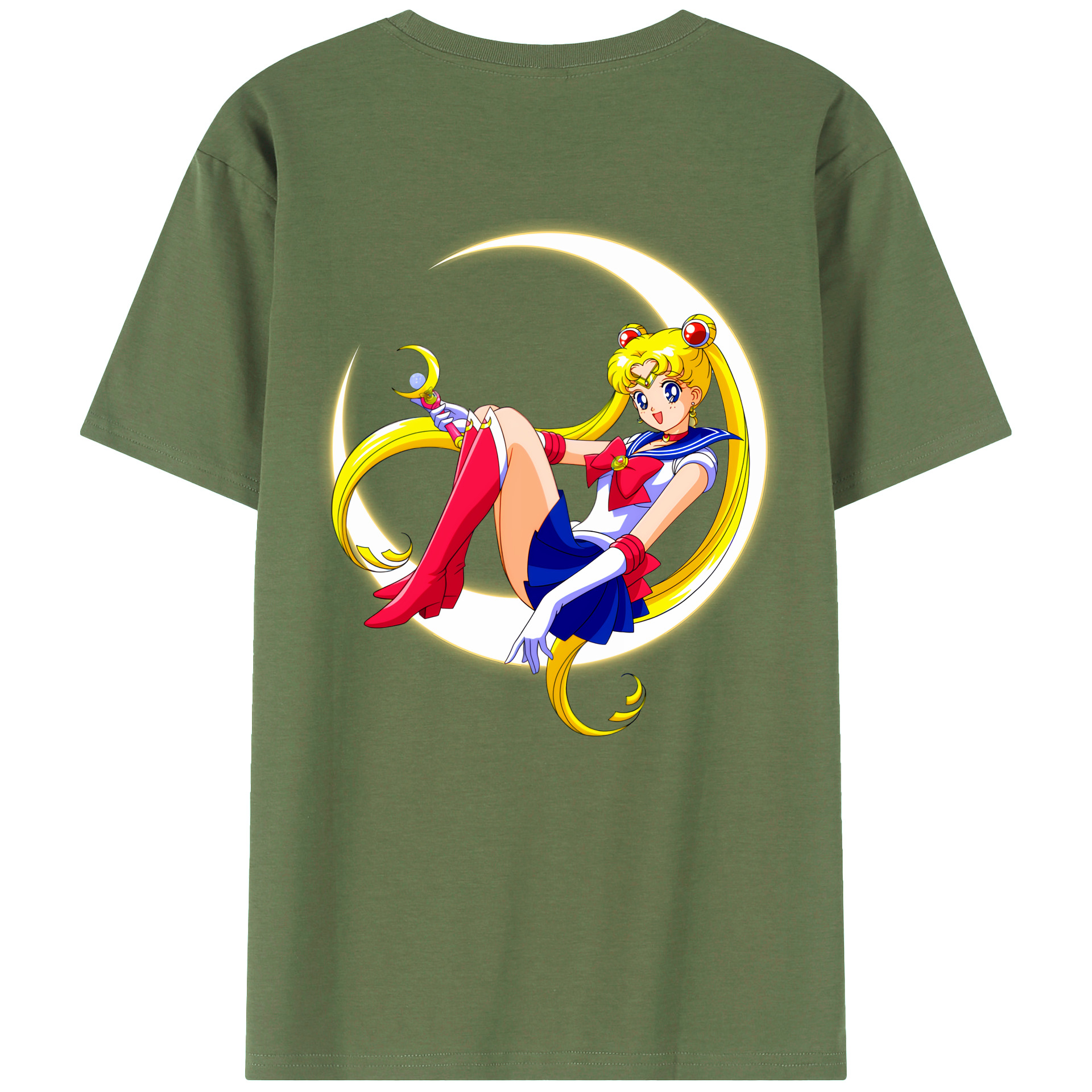（画像用） 美少女戦士セーラームーン 月野 うさぎ つきの うさぎ Sailor Moon Tsukino Usagi 綿100％ メンズ半袖Tシャツ（バックプリント） 通気性